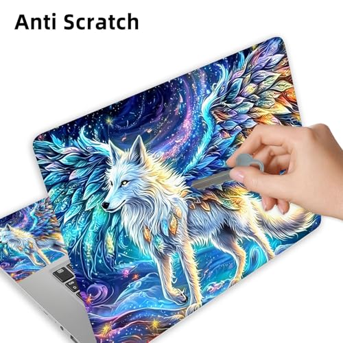 Aesthetic Laptop Skin Cover,12-15.6 Inch Universal Vinyl Sticker Decal,Waterproof Scratch-Resistant Notebook Wrap,Removable Residue-Free Protector,Fantasy Wolf Wings - color: Fantasy Wolf Wings
