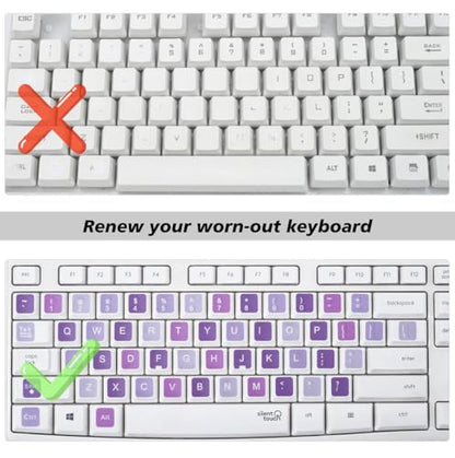 Universal English Keyboard Stickers - 3PCS Replacement English Alphabet Keyboard Stickers with Purple Matte Background Black Lettering for Computer Laptop Notebook Desktop
