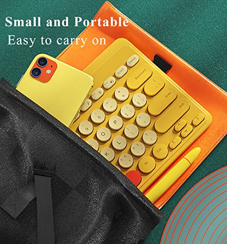 Compact Keyboard MouseCombo,JieruiDeng 79-Key Retro Mini Cute Computer Keyboard 2.4G USB Wireless and Silent Mice Set for Laptop Desktop PC iPad (Yellow) - color: Yellow