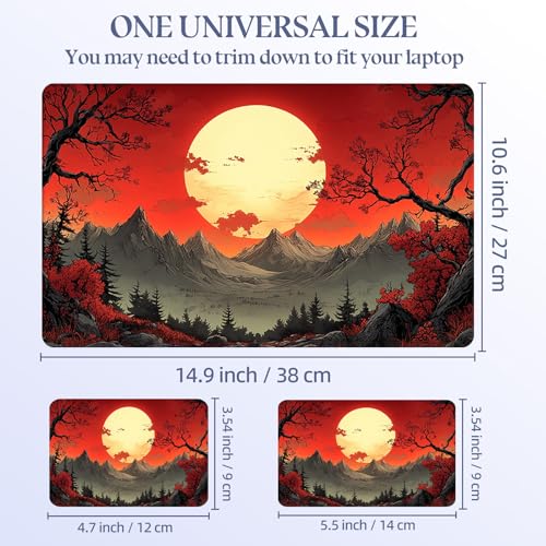 Universal Laptop Skin Sticker Decal,15.6 Inch Laptop Vinyl Cover for 13" 14" 15.6" Laptop,Scratch-Resistant Waterproof Protector Wrap,Reusable with Wrist Pads,Red Sun Mountains - color: Red Sun Mountains