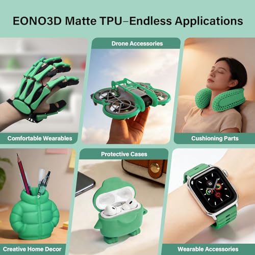 Matte TPU Filament 1.75mm, 1kg - Shore 95A Flexible & Durable TPU, Matte Green, Low-Gloss Matte Finish, Minimal Layer Lines, for Phone Cases, Wearables & Functional Parts - color: Matte Green Tpu