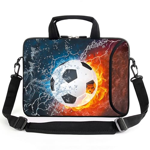 AMARY 13" 13.3" laptop sleeve chromebook case adjustable shoulder strap with handle accessory pocket (Soccer) - color: Soccer