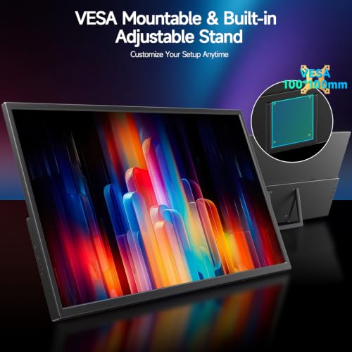 Large Portable Monitor 23.8inch 120Hz USB-C Monitor, Laptop Screen Extender | Ultra-Slim Travel IPS Display with HDR, 100% sRGB, VESA Mount & Built-in Speakers for Mac Phone PS5 Xbox Switch - size: 23.8
