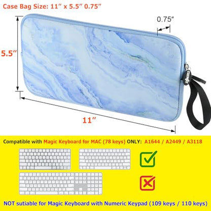 Neoprene Carrying Keyboard Sleeve Case Bag Protection Pouch Compatible with Magic Keyboard 1 & 2, Wireless Keyboard, Magic Mouse, Magic Trackpad and Wireless Trackpad (Blue Marble Pattern) - color: Blue Marble Pattern