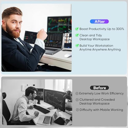 LXU Laptop Screen Extender Monitor Portable 14" 1200P | Triple Extended Monitor, for 12~16.2" Laptops, Not for M1 M2 M3, Plug & Play, No Clip-on, Silver, S7 - size: 14" Screen Extender