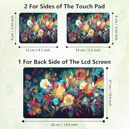 Laptop Skin Sticker Decal, Universal Reusable Vinyl Laptop Cover for 12" 13" 13.3" 14" 15" 15.4" 15.6" Notebook PC, Reusable Waterproof Scratch-Resistant with 2 Wrist Pads,Flowers Watercolour - color: Flowers Watercolour