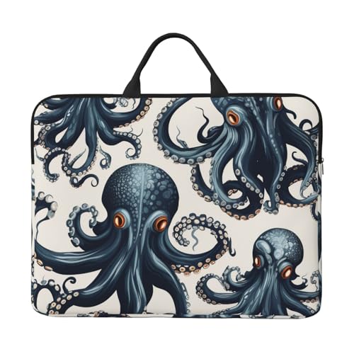 14 Inch Laptop Sleeve Case Waterproof Lightweight Laptop Case Bag Octopus Pattern Travel Laptop BagsWith Handle Briefcase Messenger Bag For Women Men