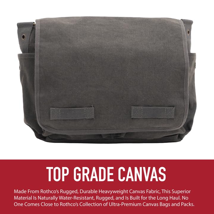 Rothco Classic Canvas Messenger Bag | Durable Canvas Shoulder Bag, Crossbody Designed For EDC, Travel, Commuting, Organized Storage And Dependable Carry - color: Grey