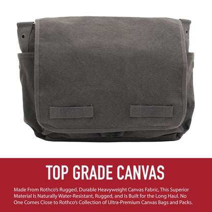 Rothco Classic Canvas Messenger Bag | Durable Canvas Shoulder Bag, Crossbody Designed For EDC, Travel, Commuting, Organized Storage And Dependable Carry - color: Grey
