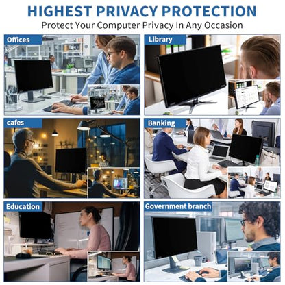 Magnetic 32 Inch Computer Privacy Screen for 16:9 Widescreen Monitor, Removable Hanging Anti-Blue Light Computer Screen Privacy Panel, Anti-UV Magnetic Attachment Monitor Privacy Screen