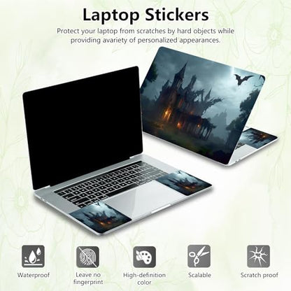 Laptop Skin Sticker Decal, Universal Reusable Vinyl Laptop Cover for 12" 13" 13.3" 14" 15" 15.4" 15.6" Notebook PC, Waterproof Scratch-Resistant with 2 Wrist Pads, Easy to Apply & Remove,Castle Bat - color: Castle Bat
