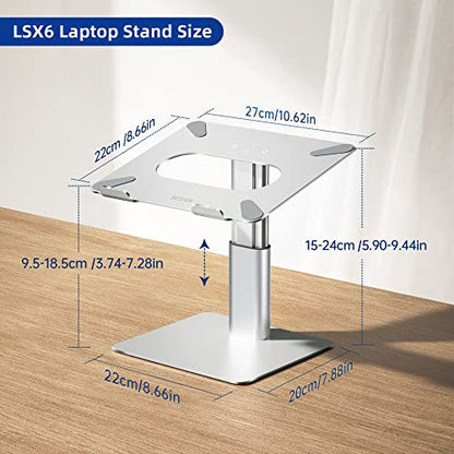 BESIGN LSX6N Laptop Stand, Ergonomic Adjustable Notebook Riser, Computer Holder, Laptop Mount Compatible with 10-15.6" Laptops, Silver - color: Silver, size: Sit Work(H5.90-9.44in)