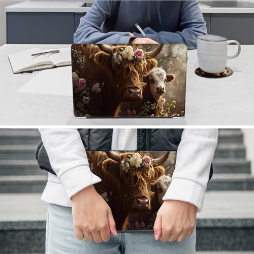 Laptop Skin Sticker Decal 12"-15.6" Universal Laptop/Notebook/Netbook Vinyl - Waterproof Scratch Resistant,Fits HP Dell Lenovo MacBook,2 Free Wrist Pads,Easy Apply & Remove,Highland Cow Autumn - color: Highland Cow Autumn