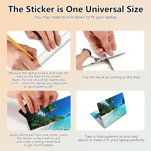 Laptop Skin Sticker Decal 15.6 Inch,12 13 13.3 14 15 15.6 in Laptop Netbook Skins for Notebook,Art Decal Removable Waterproof Scratch Resistant,Universal Vinyl Cover,Green Sea Beach - color: Green Sea Beach
