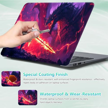 Laptop Skin Sticker Decal 12"-15.6" Universal Laptop/Notebook/Netbook Vinyl - Waterproof Scratch Resistant,Fits HP Dell Lenovo MacBook,2 Free Wrist Pads,Easy Apply & Remove,Fire Dragon Sword - color: Fire Dragon Sword