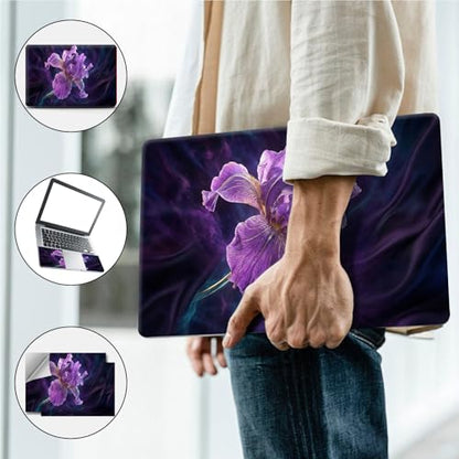 Universal Laptop Skin, DIY Cut-to-Fit Vinyl Cover Compatible with HP, Dell, Lenovo, Mac (13.3" to 15.6"), Anti-Scratch, No Residue & Bubble-Free Protective Decal Sticker, Galaxy Iris Flower - color: Galaxy Iris Flower