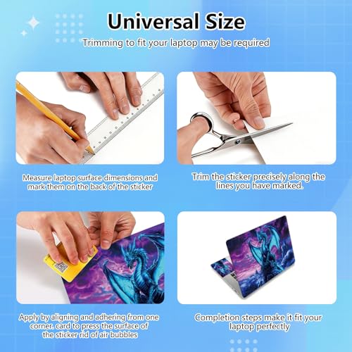 Universal Laptop Skin Sticker Decal for 11.6”12" 13" 13.3" 14" 15" 15.4" 15.6" Reusable Waterproof Scratch-Scratch Resistant Protective Vinyl Laptop Notebook Skin Stickers - Blue Dragon - color: Blue Dragon