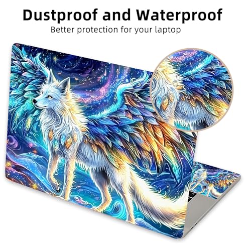 Aesthetic Laptop Skin Cover,12-15.6 Inch Universal Vinyl Sticker Decal,Waterproof Scratch-Resistant Notebook Wrap,Removable Residue-Free Protector,Fantasy Wolf Wings - color: Fantasy Wolf Wings
