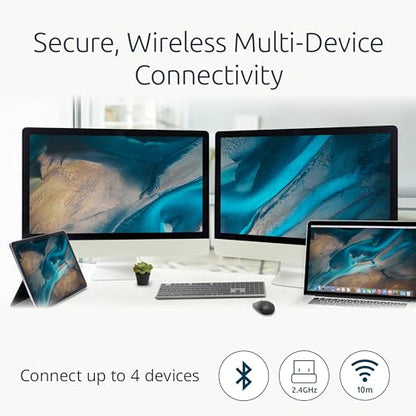 Kensington KB535 Wireless Keyboard, Bluetooth & 2.4GHz Connection, Full-Size Layout, Quiet Scissor-Switch Keys, Programmable, Copilot Hotkey, Compatible with Windows, Black (K75408NA) - size: Full size, style: Wireless
