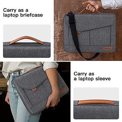 DOMISO 15-15.6 Inch Laptop Sleeve Bag Water Resistant Briefcase Messenger Shoulder Bag for ThinkPad L580/16 MacBook Pro/IdeaPad 320/Dell XPS 15/HP Envy x360/ASUS ROG Zephyrus/Acer Chromebook,Grey - color: Grey, size: 15 - 15.6 Inch