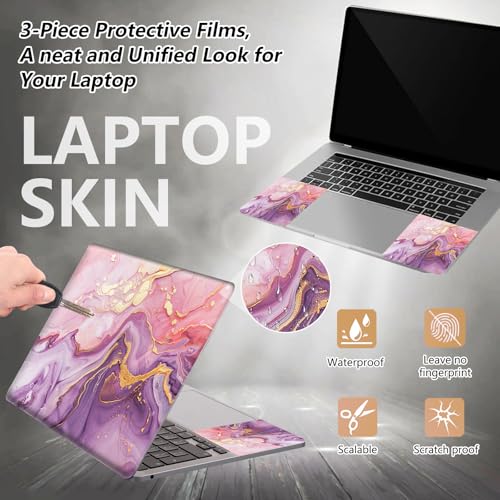 Laptop Skin Sticker for 12.1”-15.6“ Laptops (Fits 13”, 13.3”, 14”, 15”, 15.4”) | Protective Universal Reusable Vinyl Art Decal Cover | Waterproof & Scratch-Resistant-Pink Purple Marble - color: pink purple Marble