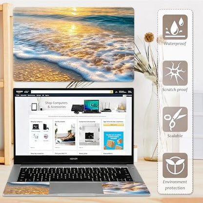 Laptop Skin 12.1-15.6 inch Removable Universal Reusable Laptop Sticker Decal,Waterproof No Residue Vinyl Cover,Scratch-Resistant Cuttable Full Wrap Sticker for Notebook, Golden Beach Sunset Ocean - color: Golden Beach Sunset Ocean