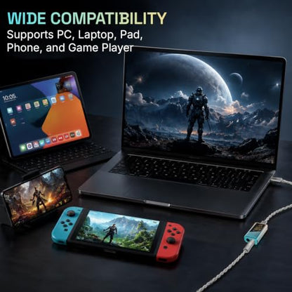 EPZ TP35 PRO Mini Portable IEM DAC Hi-Fi Decoder Headphone Amplifier Dongle USB-C to 3.5/4.4mm Dual CS43198 Chips, Supports High-Resolution PCM 32bit/384khz DSD 256 Audio, EQ Adjustment and Mic Calls - color: Gradient