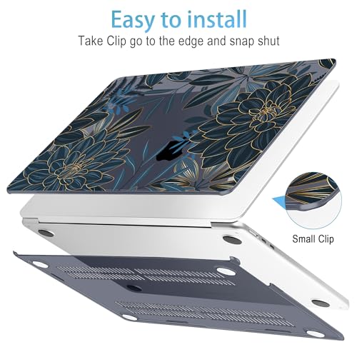 Mektron for 2026/2025/2024/2023 MacBook Air 15 INCH M5 A3448 /M4 A3241 /M3 A3114 /M2 A2941 Case, Printed Plastic Hard Shell Cover with 15.3" Liquid Retina Display Touch ID, Dahlia Flower C035 - color: Dahlia Flower C035