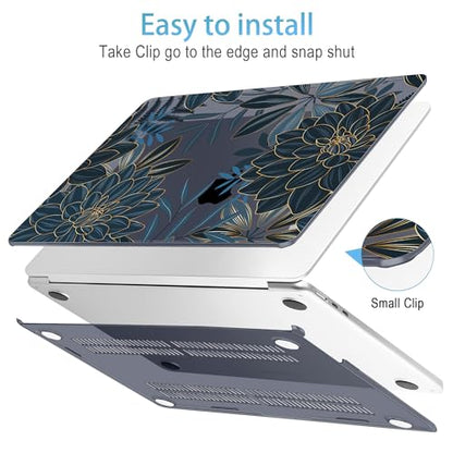 Mektron for 2026/2025/2024/2023 MacBook Air 15 INCH M5 A3448 /M4 A3241 /M3 A3114 /M2 A2941 Case, Printed Plastic Hard Shell Cover with 15.3" Liquid Retina Display Touch ID, Dahlia Flower C035 - color: Dahlia Flower C035