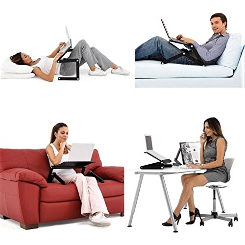 Adjustable Laptop Computer Lap Desk Portable Multifunctional Cooling Ergonomic Vented Table TV Bed Tray Stand Mount Holder (420 * 260mm, Black) - color: Black, size: 420*260mm (Standard)