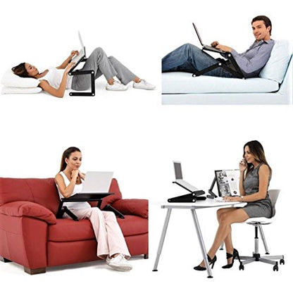 Adjustable Laptop Computer Lap Desk Portable Multifunctional Cooling Ergonomic Vented Table TV Bed Tray Stand Mount Holder (420 * 260mm, Black) - color: Black, size: 420*260mm (Standard)