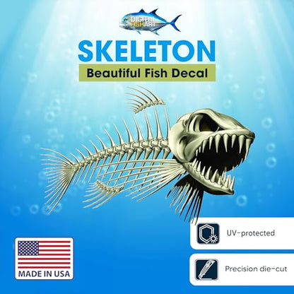 Skeleton Beautiful Fish Decal | Fishing Decal for Boat, Car, Vehicle, Truck Etc. | Waterproof Vinyl Sticker | Many Sizes & Styles Available | 12" to 40" by Digital Fish Art (X-Large, Position 2R) - color: Position 2r, size: X-Large