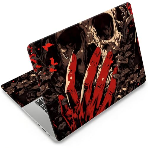 Laptop Skin 12.1-15.6 inch Removable Universal Reusable Laptop Sticker Decal,Waterproof No Residue Vinyl Cover,Scratch-Resistant Cuttable Full Wrap Sticker for Notebook, Dark Floral Skull - color: Dark Floral Skull