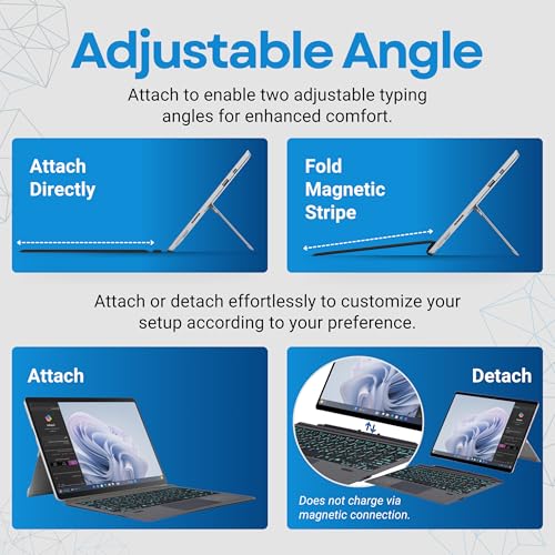 Keyboard Replacement Type Cover Trackpad Mouse for Microsoft Surface Pro 7+ 7 Pro 6 Pro 5 Pro 4 Pro 3 Ergonomic Portable Slim Wireless Bluetooth Rechargeable