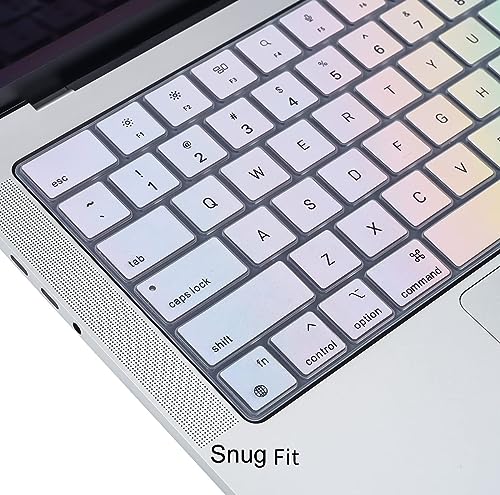 CaseBuy Keyboard Cover for 2026-2023 MacBook Air 15 & 13.6 M5 M4 M3 M2 A3448 A3241 A3114 A2941 A3449 A2681 A3113 A3240, 2026-2021 MacBook Pro 14 & 16 M5-M1 Pro/Max A3426 A3427 A3428 A3429(Touch ID) - color: Rainbow, size: MacBook Pro 14/16 Inch