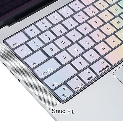 CaseBuy Keyboard Cover for 2026-2023 MacBook Air 15 & 13.6 M5 M4 M3 M2 A3448 A3241 A3114 A2941 A3449 A2681 A3113 A3240, 2026-2021 MacBook Pro 14 & 16 M5-M1 Pro/Max A3426 A3427 A3428 A3429(Touch ID) - color: Rainbow, size: MacBook Pro 14/16 Inch