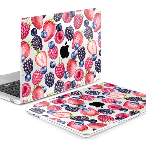 MEEgoodo Case for M5/M4/M3/M2 MacBook Air 15 inch Case 2026 2025 2024 2023, Laptop Shell Fit Model (A3448/A3241/A3114/A2941) for MacBook Air 15.3-inch, Fresh Berries Pattern - color: Fresh Berries Pattern