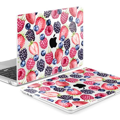 MEEgoodo Case for M5/M4/M3/M2 MacBook Air 15 inch Case 2026 2025 2024 2023, Laptop Shell Fit Model (A3448/A3241/A3114/A2941) for MacBook Air 15.3-inch, Fresh Berries Pattern - color: Fresh Berries Pattern