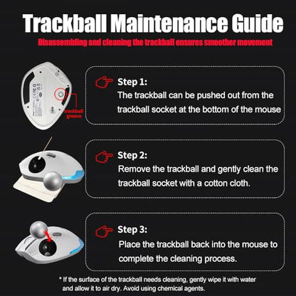 zelotes Wireless Trackball Mouse,Bluetooth Mouse,Rechargeable,4800 DPI, 2-in-1(BT 5.0/3.0+2.4GHz USB Receiver), 8 Buttons,Ergonomic Design,LED Lighting,for Laptop, PC, Pad,White - color: White