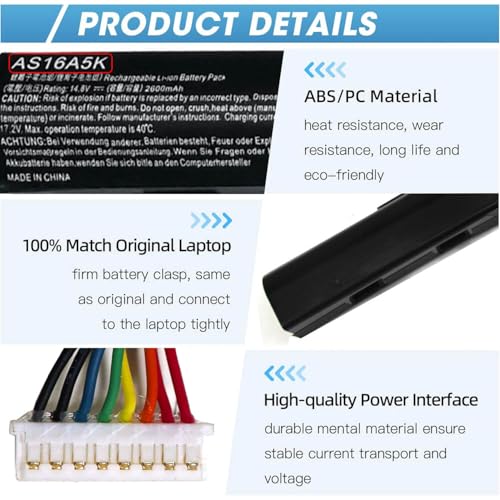 AS16A5K AS16A8K 4ICR19/66 Battery for Acer Aspire E15 E5-575 N16Q2 E5-576G | E5-575G E5-475 F5-573 E5-575-52JF E5-575-33BM E5-575G-76YK E5-575-54SM E5-575G-57D4 E5-576-392H E5-575-54E8 KT.00605.002