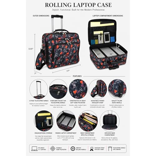 World Traveler Rolling 17-Inch Laptop Briefcase Computer Case - Paris Black - color: Paris Black