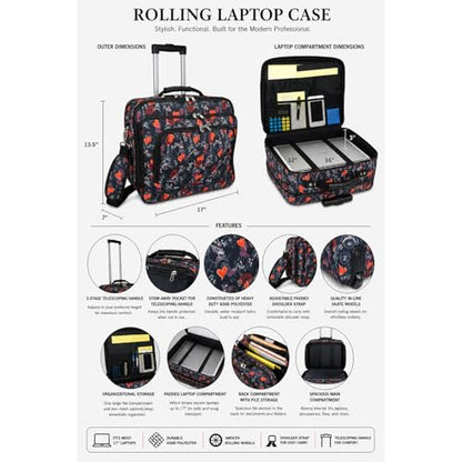 World Traveler Rolling 17-Inch Laptop Briefcase Computer Case - Paris Black - color: Paris Black