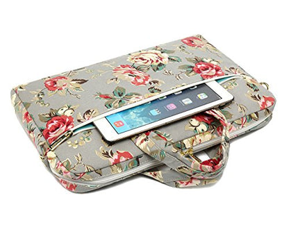 Grey Rose Pattern Waterproof Laptop Shoulder Messenger Bag Case With Rebound Bubble Protection for MacBook Pro 16 inch,LG Gram 16 inch and 15 inch-15.6 inch laptop - color: ‎‎grey Rose(cushioned)