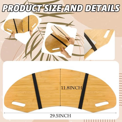 GlikCeil 29.5" Wood Curved Lap Desk Table Tray with Handles Wooden Foldable Desk Curved Bed Lap Board Keyboard Tray for Laptop Computer Mouse(Wood Color) - color: Wood Color