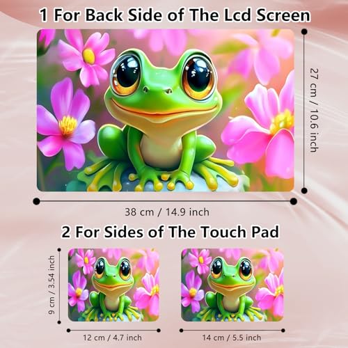 Laptop Skin Sticker Decal 12" 13" 13.3" 14" 15" 15.6",Waterproof Scratch Resistant Vinyl,Reusable Easy to Apply,for MacBook HP Dell Notebooks Netbooks Laptop,2 Wrist Pads,Flower Cute Frog - color: Flower Cute Frog