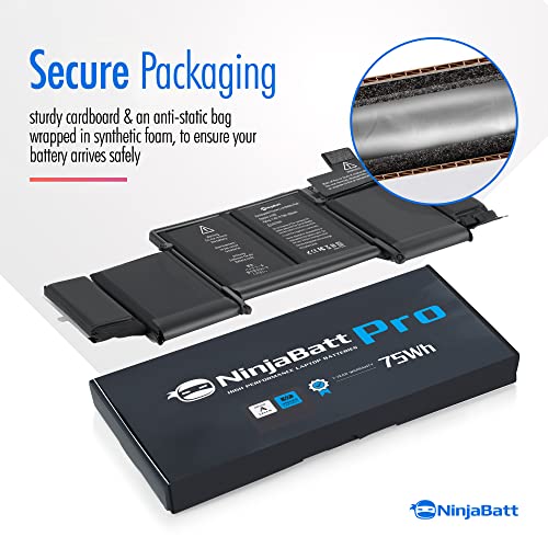 NinjaBatt A1502 Battery for Apple MacBook Pro Retina 13" A1582 A1493 | Fits MGX72LL/A ME864LL/A ME866LL/A MGX82LL/A 020-8148 020-8184 MF840 MF841 MF843 MGX92 – 75Wh 11.42V 12-month warranty - size: A1502 A1582
