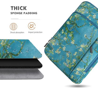 MoKo 13.3-14 Inch Laptop Sleeve Bag Carrying Case with Accessory Pocket | Fits MacBook Pro 14-inch M3/M2, MacBook Pro 13-inch M2/M1, MacBook Air 13.6-inch M2 and Surface Pro 9/8, Apricot Flower - color: Apricot Flower, size: 13.3-14 Inch