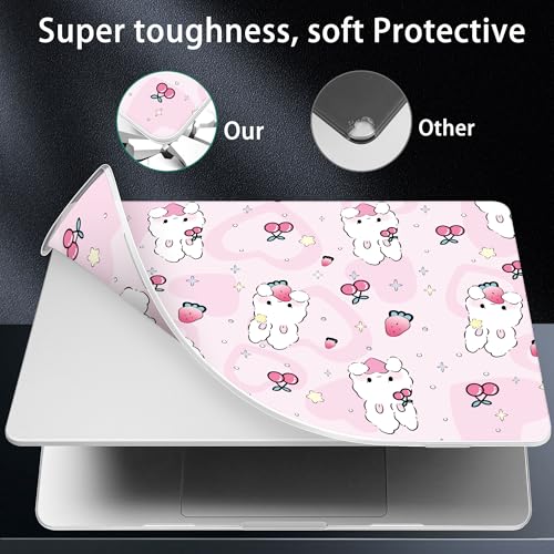 for 2026 MacBook Air 13-inch Laptop Case M5 2026 M4 2025 M3 2024 M2 2022 Release Model A3449 A3240 A3113 A2681, Hard Shell Cover for MacBook Air 13.6 inch, Rabbit & Strawberry - color: Rabbit & Strawberry