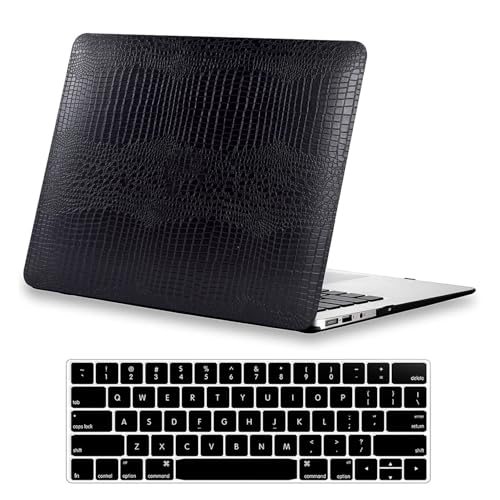 DTangLsm for Crocodile MacBook Air 13 inch Case 2026-2022 M5 A3449 M4 A3240 M3 A3113 M2 A2681 MacBook Air M2 Case, Alligator PU Leather Hard Cover for MacBook Air M5 13.6 Case + Keyboard Cover, Black - color: # Black Crocodile