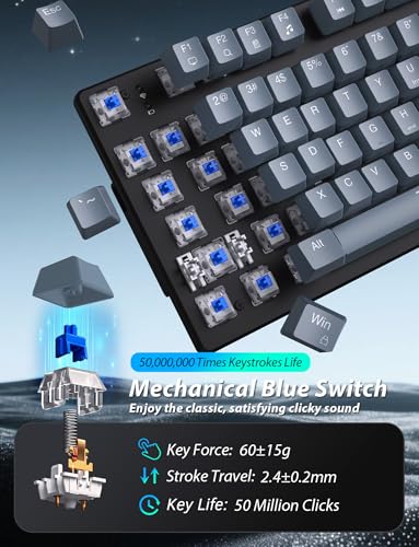 Mechanical Gaming Keyboard and Mouse, LED Backlit 98-Key Floating Keycap & 4 DPI RGB Gaming Mouse with Mouse Pad, Full Anti-Ghost Light Up Wired Computer Keyboards for MAC PC Gamer Accessories, Gray - color: Gray